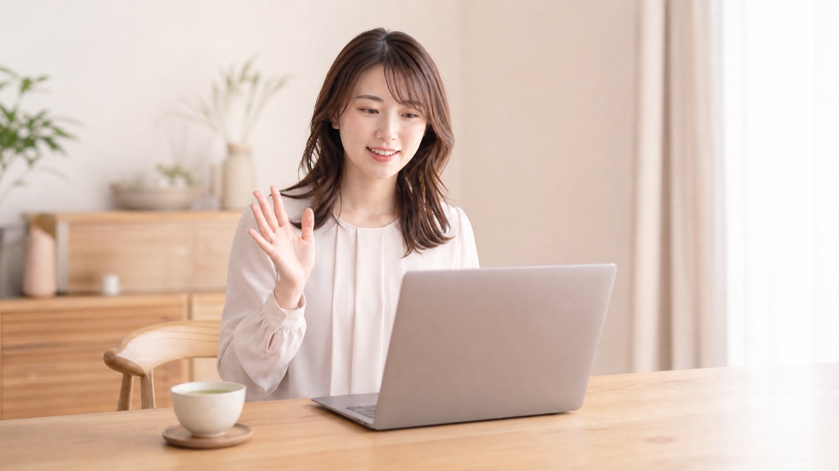 自宅からオンラインで相談する女性(イメージ)